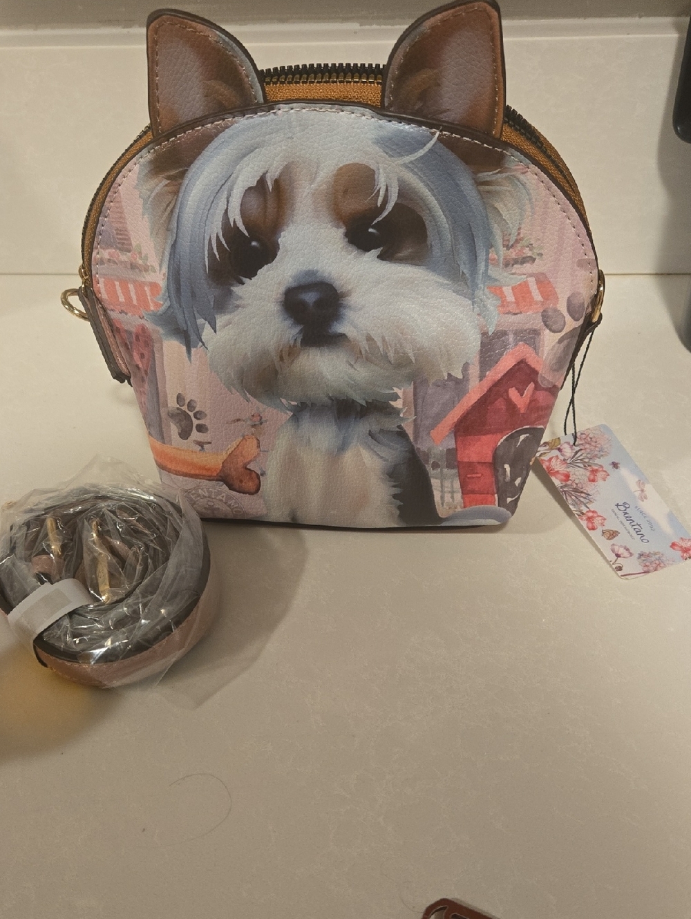 NWT Brentano Yorkie Crossbody Bag Cute Dog Puppy Purse